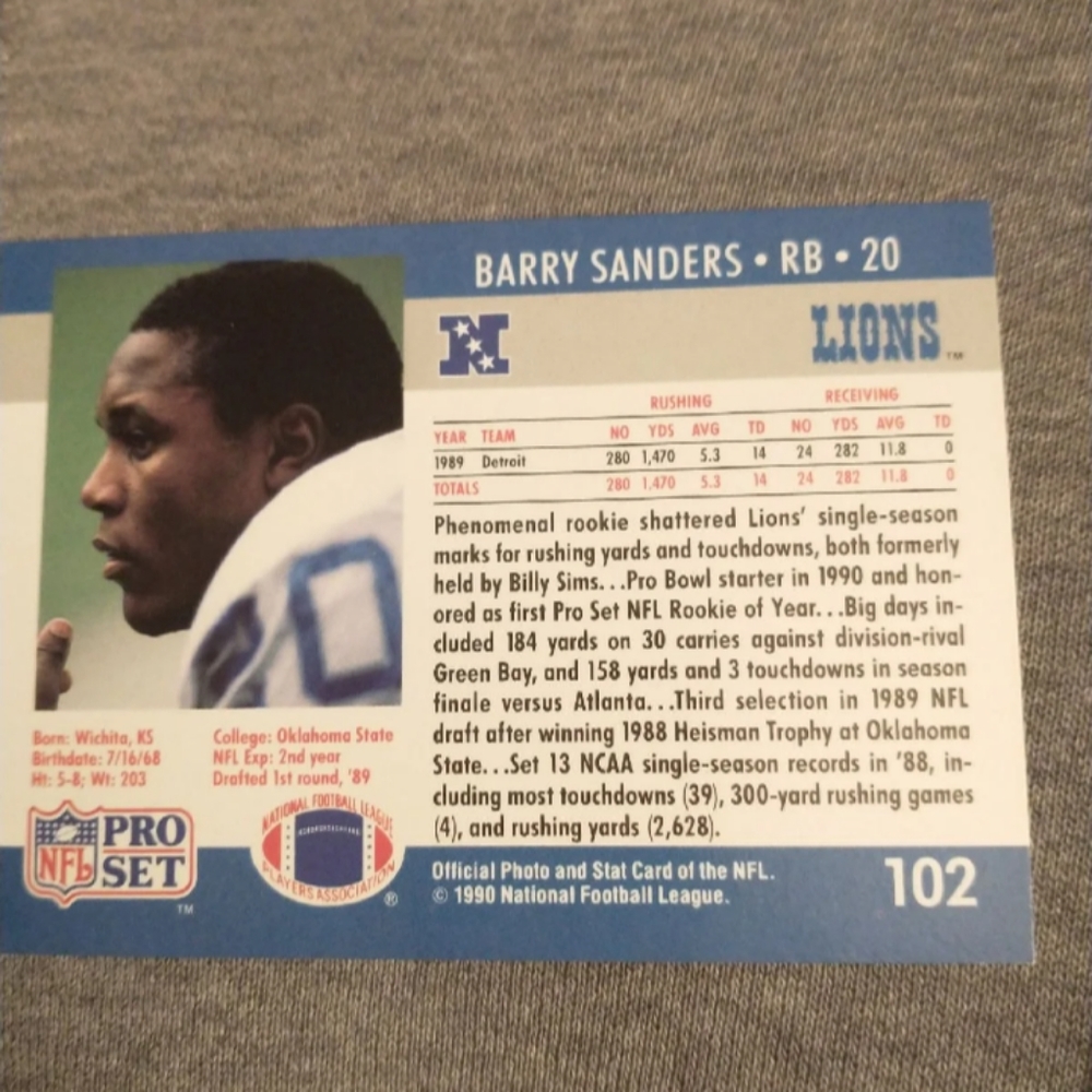 Barry Sanders Rookie - Picture 3 of 4